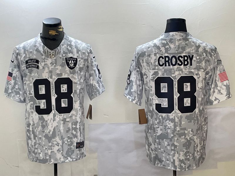 Men Oakland Raiders 98 Crosby Nike Arctic Camo 2024 Salute to Service Limited NFL Jersey